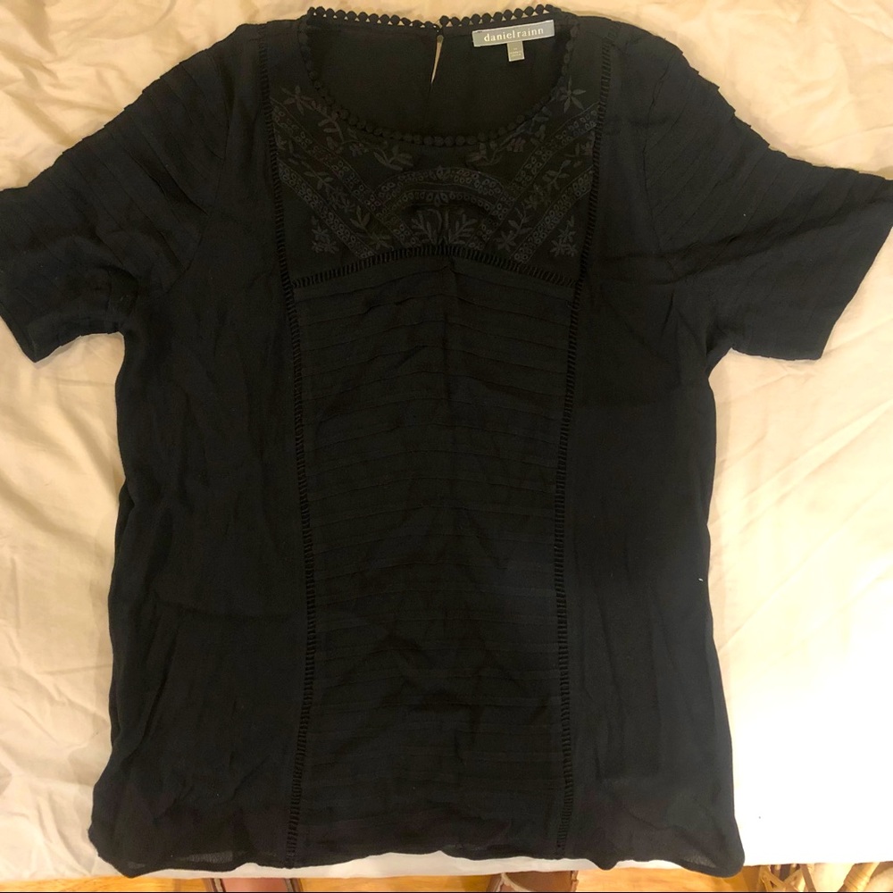 Black embroidered blouse - size medium